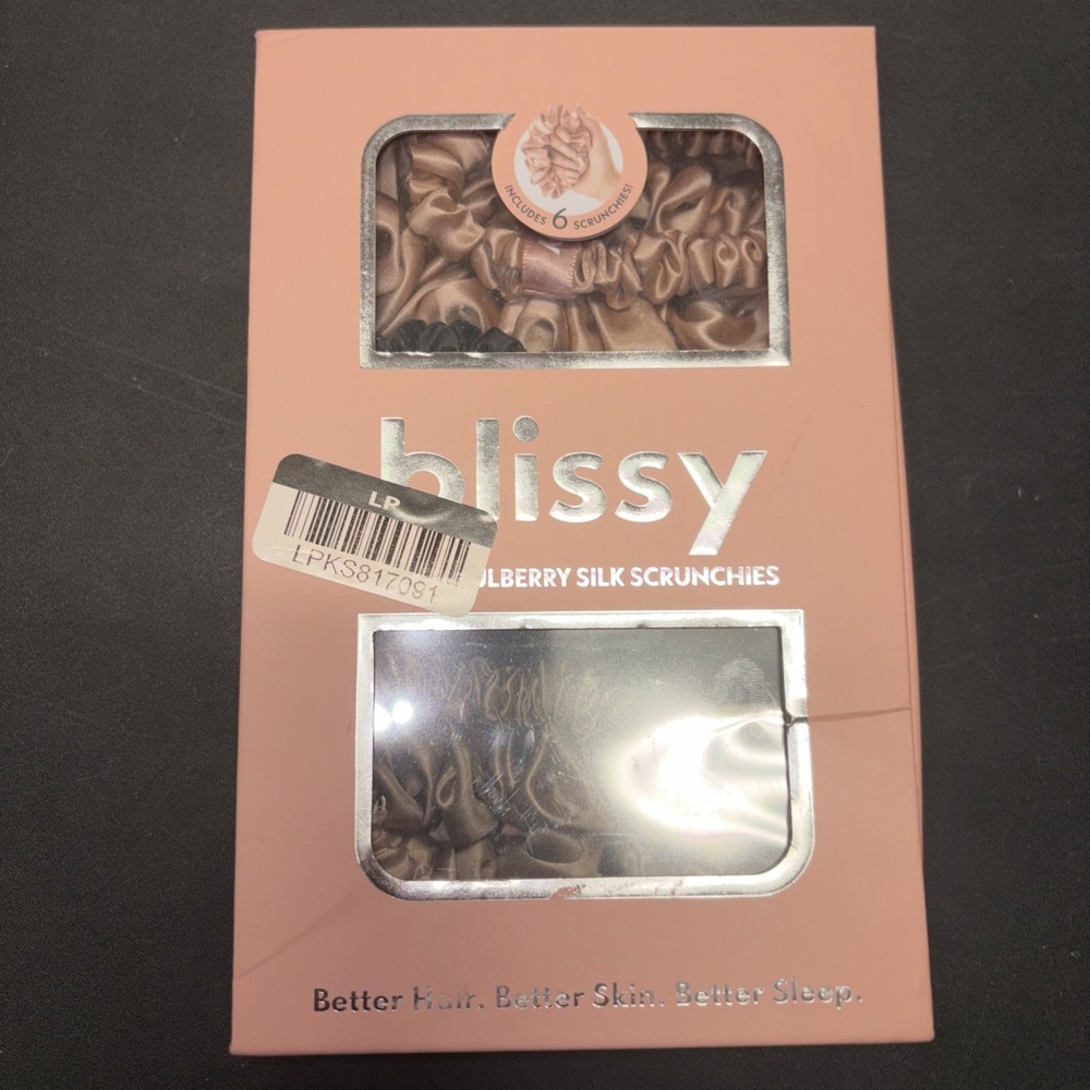 Blissy Machine Washable Mulberry Silk Scrunchies BLACK, ROSE GOLD, TAUPE 20778